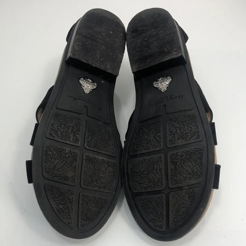 Bettye Muller Black Leather Banyan Strappy Sandal Zipper Back - Picture 13 of 14